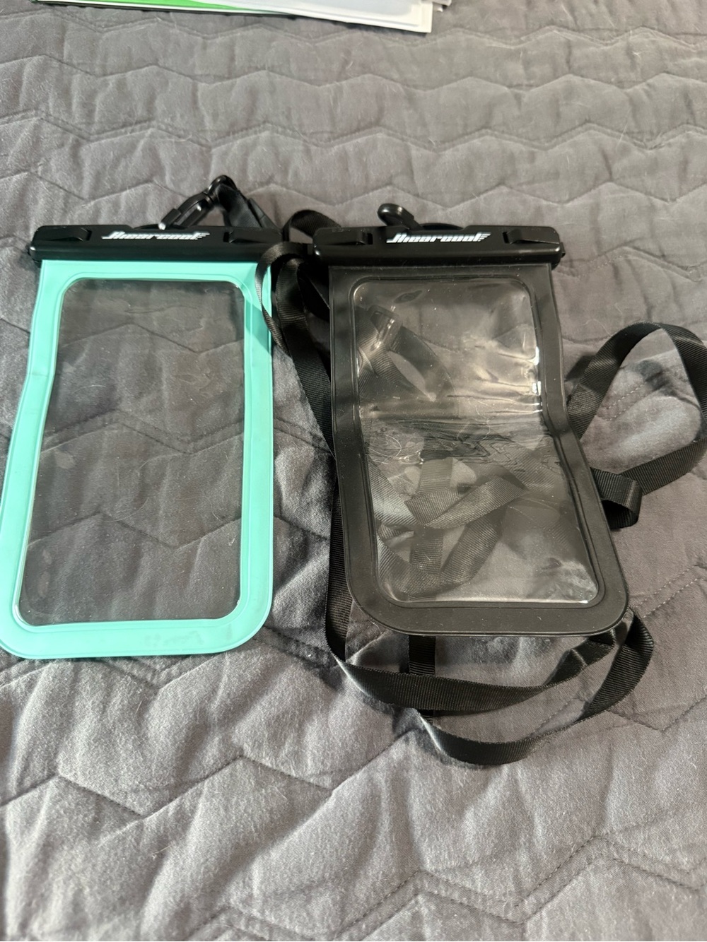Waterproof Phone Pouch Case with Lanyard - Black & Teal